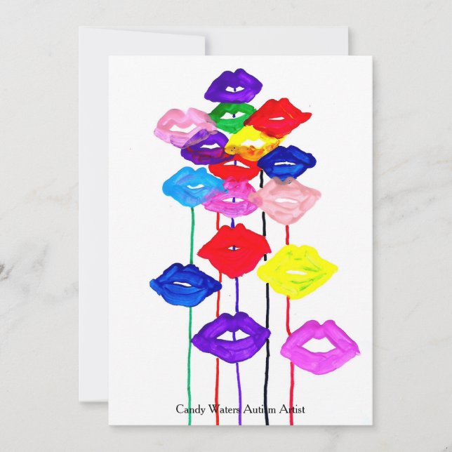 Süßigkeit wässert Autismus-Künstler Einladung (Vorderseite)