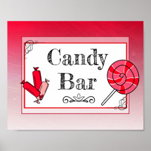 Süßigkeiten-Bar-Hochzeit-Rot-Schild-Plakat Poster