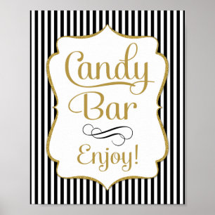 Süßigkeiten-Bar-Schild Schwarz Gold Buffet Poster