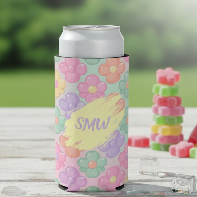 Süßigkeiten-Blumen-Personalisierter schlanker Dose Selters Dosenkühler (Gummy Candy Floral Personalized Slim Can Cooler)