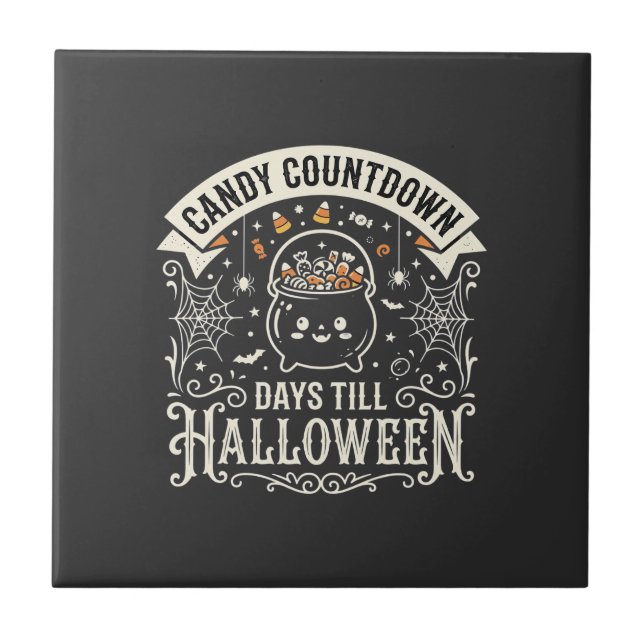 Süßigkeiten Countdown Halloween Vektordesign Fliese (Vorderseite)