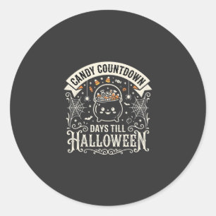 Süßigkeiten Countdown Halloween Vektordesign Runder Aufkleber