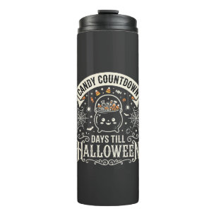 Süßigkeiten Countdown Halloween Vektordesign Thermosbecher