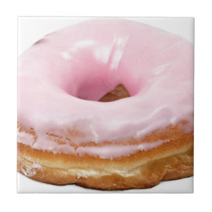 Süßigkeiten Dessert Essen Rosa Glasierter Donut Fliese