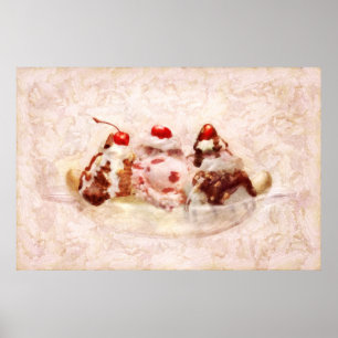 Süßigkeiten - Eiscreme - Bananenspaltung Poster