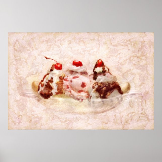 Süßigkeiten - Eiscreme - Bananenspaltung Poster (Vorne)