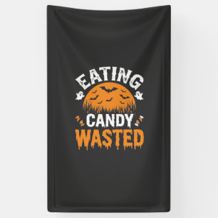 Süßigkeiten essen verschwendetes Halloween-Design_ Banner