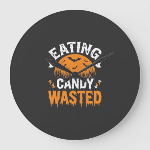Süßigkeiten Essen Verschwendetes Halloween-Design_ Große Wanduhr
