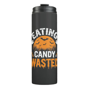 Süßigkeiten Essen Verschwendetes Halloween-Design_ Thermosbecher