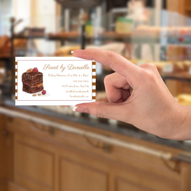 Süßigkeiten für Bäckereien Visitenkarte (. This watercolor brownie offers a fusion of visual delight as a business card.
)
