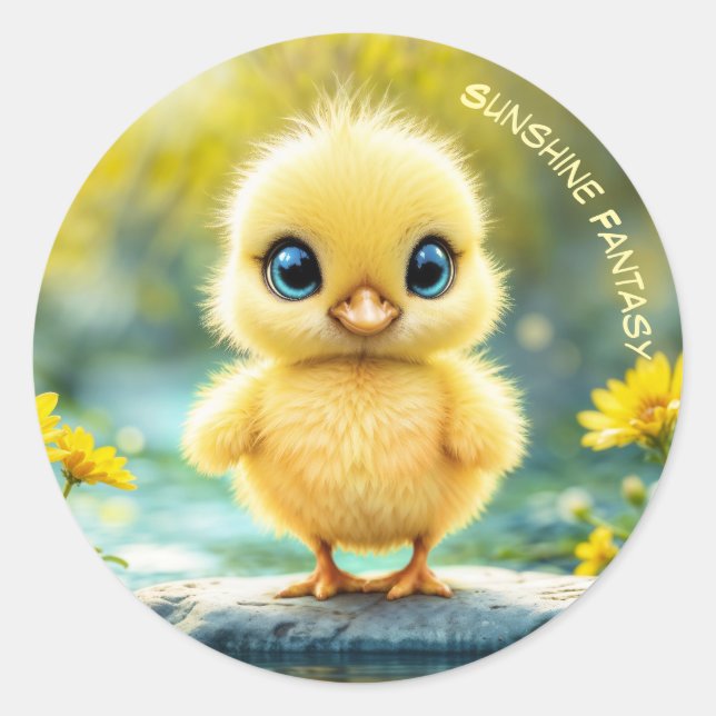 Süßigkeiten für Vögel Frühjahrswiese Gelbe Blumen Runder Aufkleber (Vorderseite)