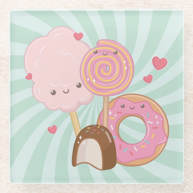 Süßigkeiten Glasuntersetzer (Vorderseite)