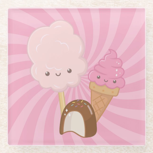 Süßigkeiten Glasuntersetzer (Vorderseite)