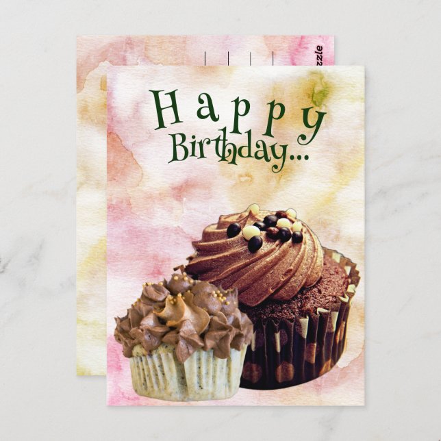 Süßigkeiten Happy Birthday Cupcakes| Postkarte (Vorne/Hinten)