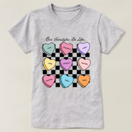 Süßigkeiten-Herz Valentinstag Schwarzhaar T-Shirt