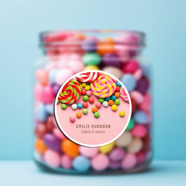 Süßigkeiten, Kuchenladen, Konditorei Runder Aufkleber (Candy Sweet, Cake Shop, Pastry Shop Classic Round Sticker #candysweet #bubblegum #birthdaypartykids)
