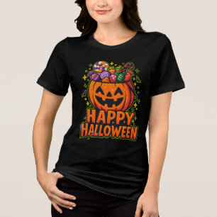Süßigkeiten-Kürbis-Halloween-Scherz oder Süßigkeit Tri-Blend Shirt