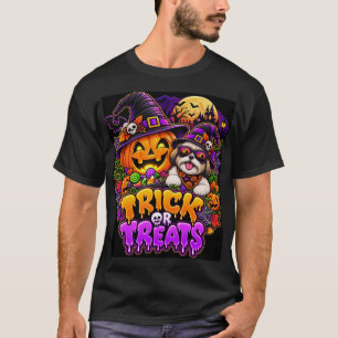 Süßigkeiten-Kürbis-Hund Halloween T-Shirt