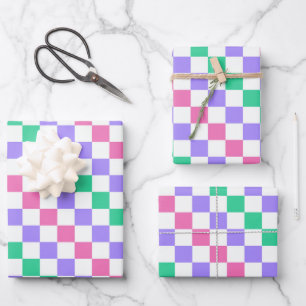 Süßigkeiten-Laden-Diagonal-Karo-Muster Geschenkpapier Set