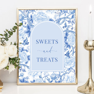Süßigkeiten & Leckereien Blau Weißes Chinoiserie B Poster