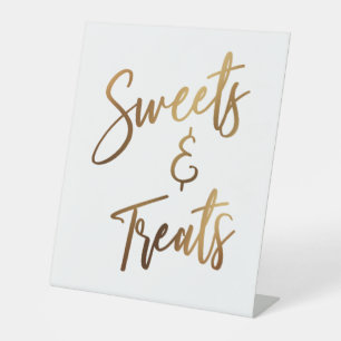 Süßigkeiten & Leckereien einfache goldene Handschr Sockelschild