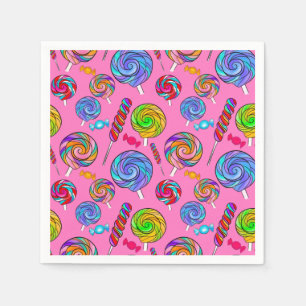 Süßigkeiten Lutscher Spaß Rosa Regenbogen Serviette