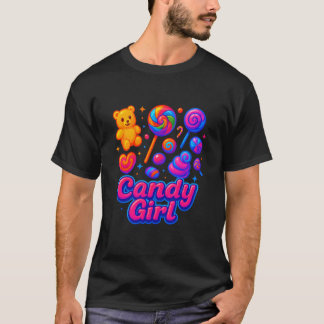 Süßigkeiten-Mädchen Süßer Lutscher Zuckerwatte Süß T-Shirt