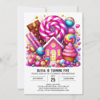 Süßigkeiten Magische Candyland Digital Geburtstag Einladung