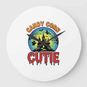 Süßigkeiten-Mais-Schatz Vintage-Halloween-Burg-Des Große Wanduhr