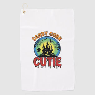 Süßigkeiten-Mais-Schatz Vintage-Halloween-Schloss- Golfhandtuch
