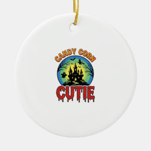 Süßigkeiten-Mais-Schatz Vintage-Halloween-Schloss- Keramik Ornament