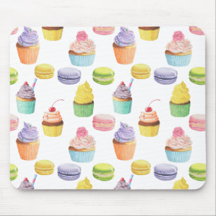 Süßigkeiten-Muster Cupcakes und Macaros Mousepad