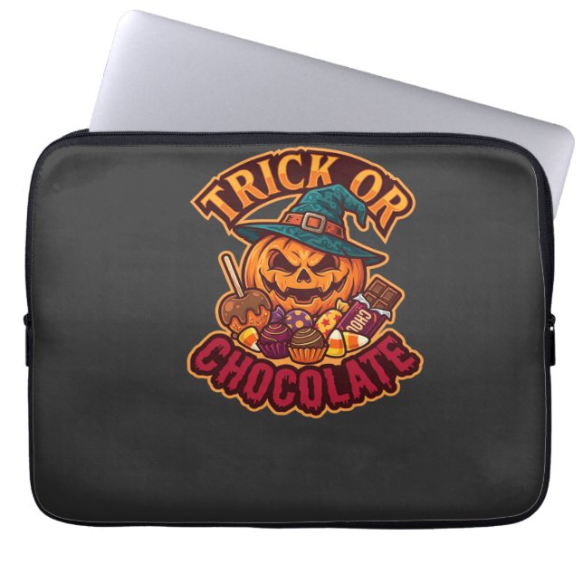 Süßigkeiten oder Saures Halloween-Kürbis-Hexenhut- Laptopschutzhülle (Vorderseite)