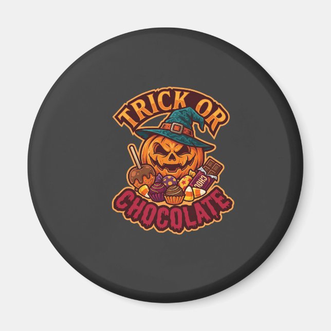 Süßigkeiten oder Saures Halloween-Kürbis-Hexenhut- Magnet (Vorne)