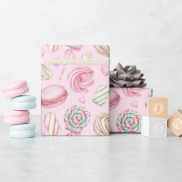 Süßigkeiten Pink-Aquarellmuster Geschenkpapier
