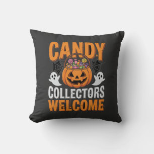 Süßigkeiten Sammler Willkommen Halloween Kürbis Kissen