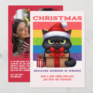 Süßigkeiten-Stab-Pop-Lustige-Katze-Retro-Weihnacht Feiertagskarte