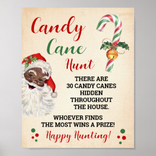 Süßigkeiten-Stab-Suche Weihnachts-Spiel-Schild Poster