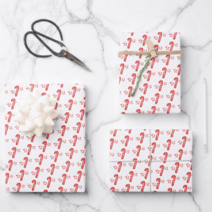 Süßigkeiten Sterne Doodle WEIHNACHTEN Feiertag Rot Geschenkpapier Set
