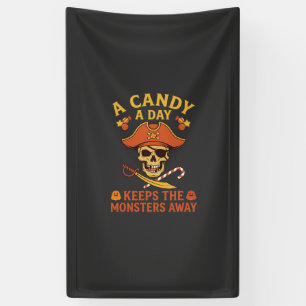 Süßigkeiten-Tag Halloween-Piratenschädel-Stock Banner