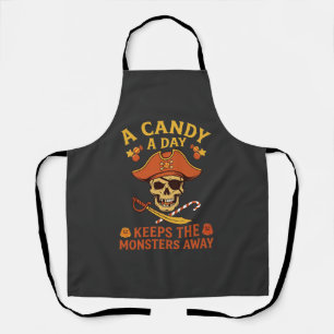 Süßigkeiten-Tag Halloween-Piratenschädel-Stock Schürze
