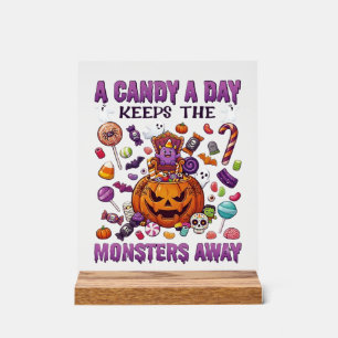 Süßigkeiten-Tag Hält Monster Halloween-Kürbis Fern Acrylschild