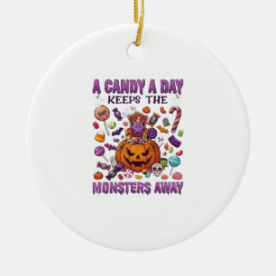 Süßigkeiten-Tag hält Monster Halloween-Kürbis fern Keramik Ornament