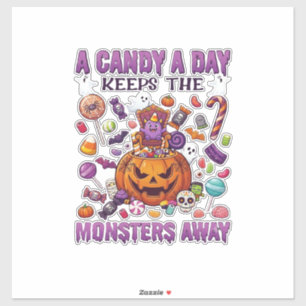 Süßigkeiten-Tag Hält Monster Weg Halloween-Kürbis_ Aufkleber