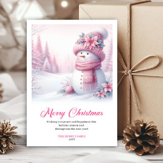 Süßigkeiten-Thema rosa Schneemann Kinderkarte digi Feiertagskarte