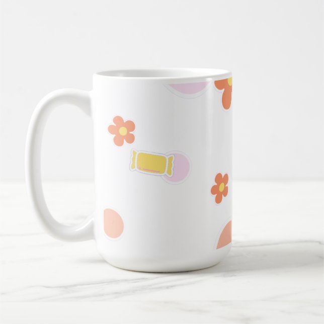 Süßigkeiten und Blumen Kaffeetasse (Links)
