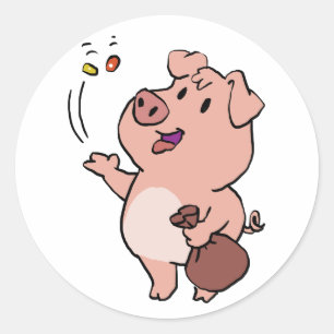 Süßigkeiten zum Fressen von Schweinen  Hintergru Runder Aufkleber