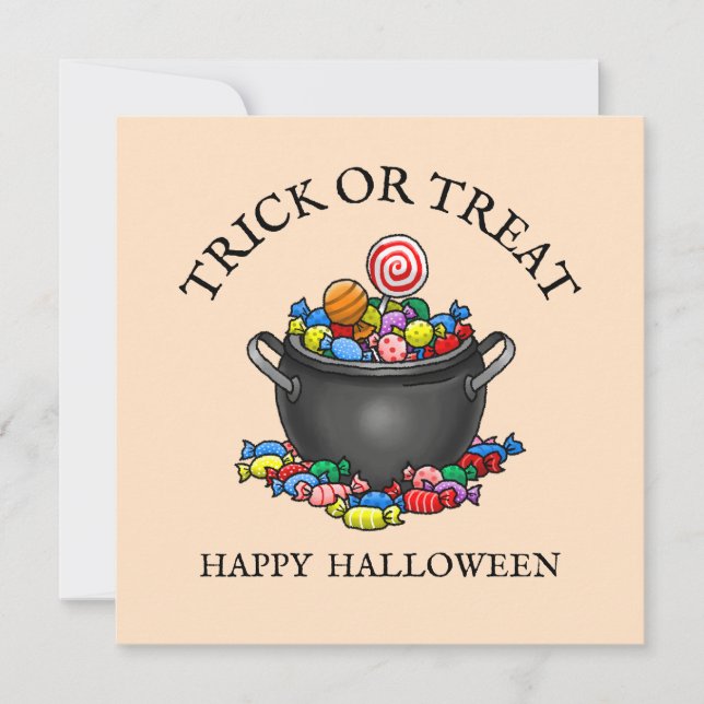 Süßigkeitenkessel für Halloween Karte (Vorderseite)