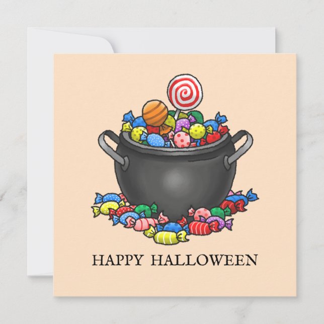 Süßigkeitenkessel für Halloween Karte (Vorderseite)