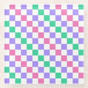 Süßigkeitenladen-Diagonal-Karo-Muster Glasuntersetzer